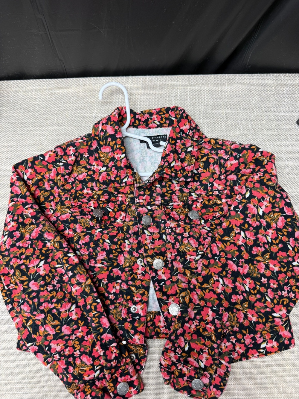 Floral Print Jean Jacket - Pink Multi